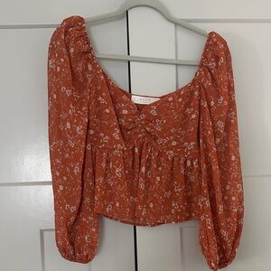 ASTR Women's Rust Floral Blouse